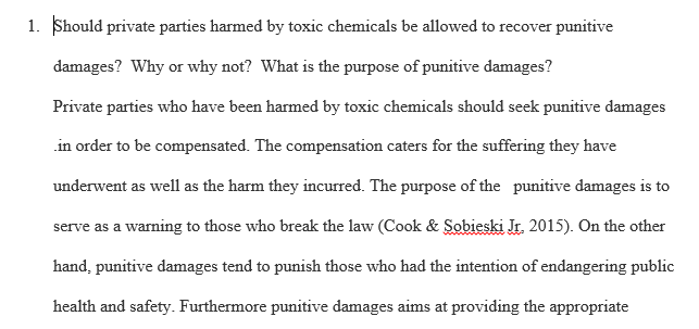 Should private parties harmed by toxic chemicals be allowed to recover punitive damages