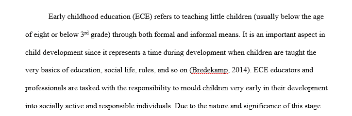 The history and current practices in federal policy that affect early childhood education.