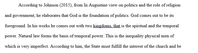 The thoughts of Aquinas and Augustine on the role of religion in government