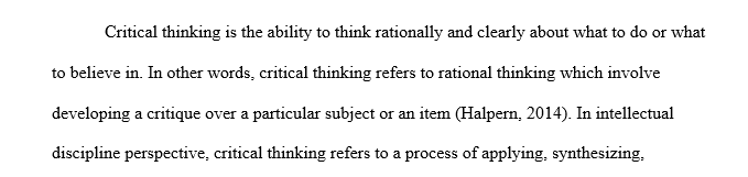 What does it mean to think critically and how could you model it