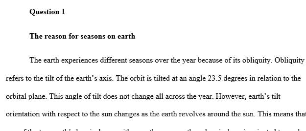 What is the reason why we have seasons on the Earth