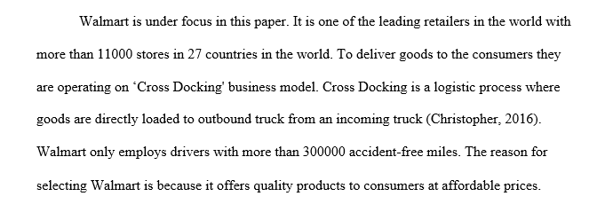 What retailer did you select; briefly explain this retailer's basic business model