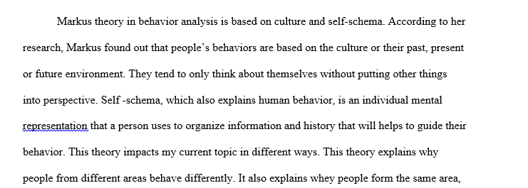 What theory of Markus particularly impacts the understanding of your topic