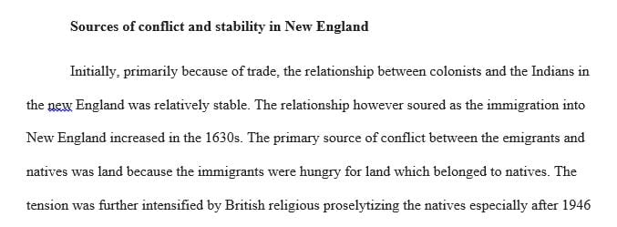 What were the sources of stability and conflict in new england