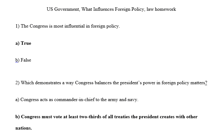 Which demonstrates a way Congress balances the president’s power in foreign policy matters