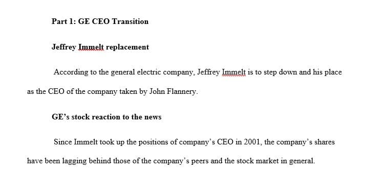 Who is replacing Jeff Immelt as CEO of General Electric