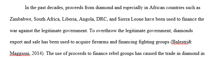Write a one page paper on Africa's dirty diamonds