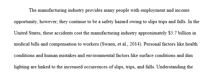 Write research about safety in manufacturing process