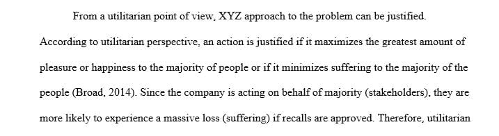 Can XYZ’s approach to this problem be justified under utilitarian theory