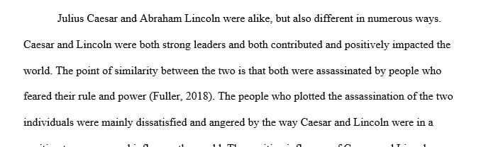 Compare Julius Caesar with one of the following assassinated leaders