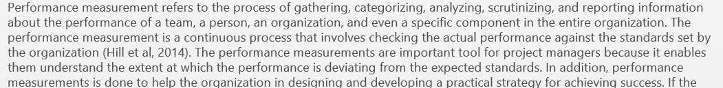 Compare three performance measurement practices