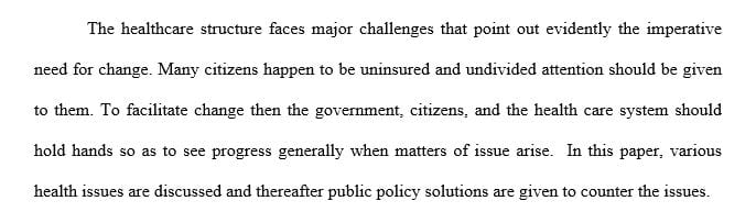 Create public policy solutions to deal with the health issue you have chosen