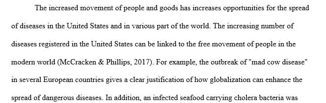 Describe how globalization has impacted human health in the United States.