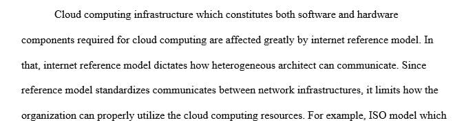 How the cloud computing infrastructure is affected by the Internet reference model