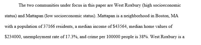 Identify one community of a low socioeconomic status and one community of a high socioeconomic status