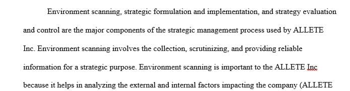 Identify the major components of the strategic management process.