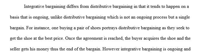 What makes integrative bargaining different from distributive bargaining.