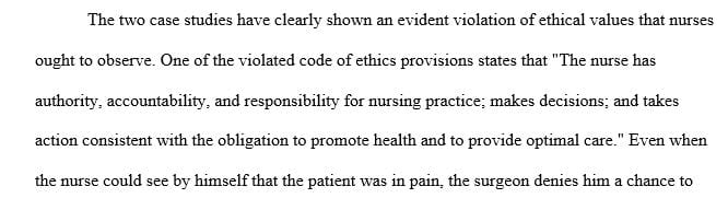 Which ethical principles are being violated in this scenario according to the ANA Ethics Definitions