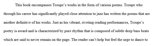 Write a response paper for book Transcircularities by author Quincy Troupe