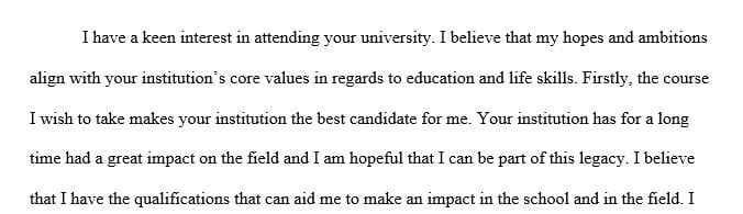 400-word Personal Statement essay for a university application