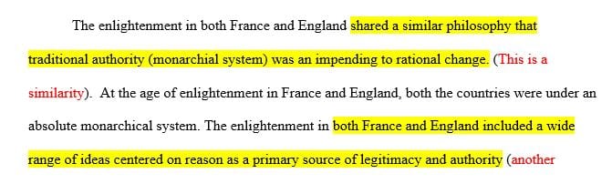 Compare and contrast how the Enlightenment played out in England and in France