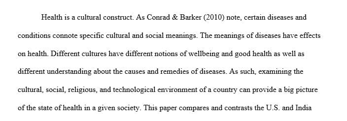 Compare and contrast the United States and India in regards to four of the following