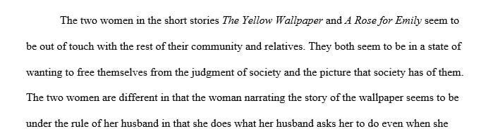 Compare and contrast two women from the short stories we have read