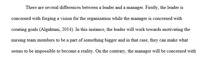 Consider the difference between a manager and a leader