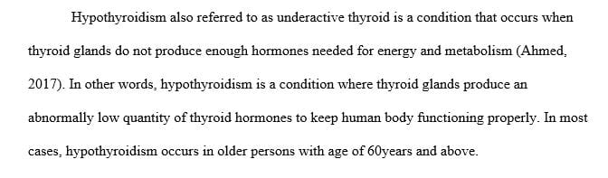 Define hypothyroidism, symptoms involved and how it is diagnosed.