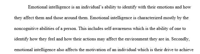 Describe the cognitive and non-cognitive abilities relating to Emotional Intelligence