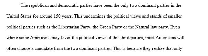 Discuss one effect that the two-party system of the United States has on the political interests