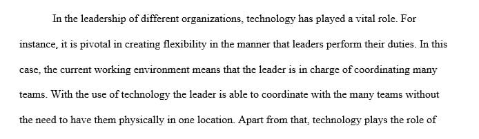 Discuss the role technology plays in leadership of the organization