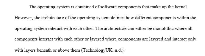 Distinguish Operating System (OS) component from architecture.