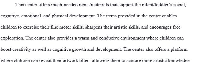 How does this center support infant or toddler growth and development