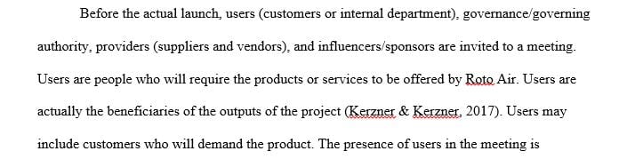 Identify at least three categories of stakeholders that should be invited