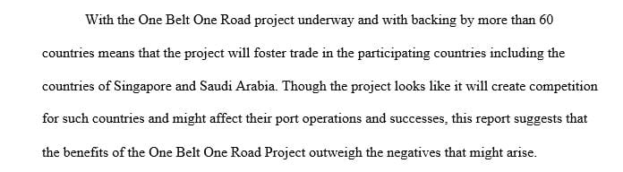 Report on how One Belt One Road will affect Singapore's and Saudi Arabia's management