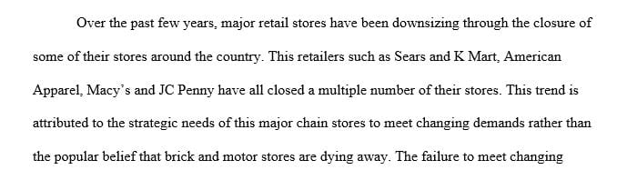 Talk about the downsizing closing of major chain stores 