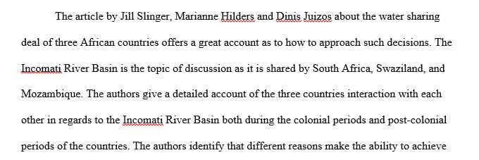 The Practice of Transboundary Decision Making on the Incomati River