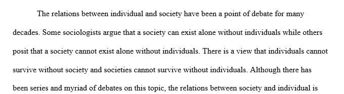 What are the relations between individual and society in the writings of Marx