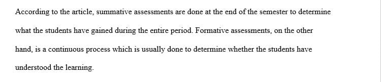 What evidence did you see and hear regarding formative assessments being an assessment for learning