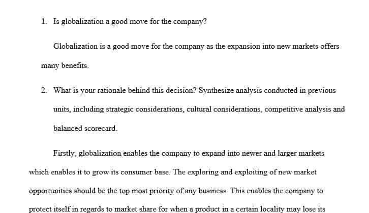 What geographic location should be a target for global expansion