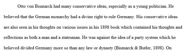 What were some of the main features of Bismarck's conservative ideology
