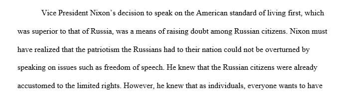 Why do you think Nixon begins his speech by discussing the American standard of living