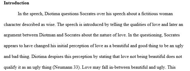 Choose ONE of the speeches/arguments concerning love/Eros from Plato's Symposium with which you disagree