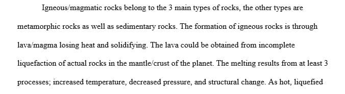 Describe the igneous rock cycle and the steps involved in the formation of mature rock