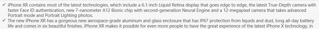 Discuss the use of new technologies and how they will support your new product IPhone XR