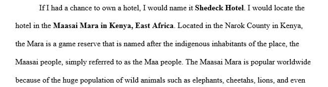 If you could own 25 room Hotel in a Resort area what would it be like.