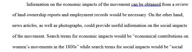 What types of sources could be used to research the economic impact of the women's movement