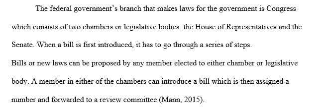 Write 2-3 paragraphs explaining the process of how a bill is made and the steps it takes going through legislature. 