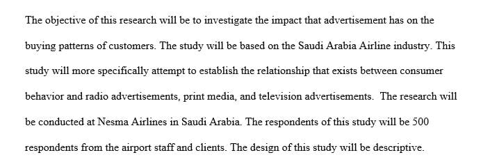 Write a research proposal about what influence does advertising have on customers behaviour  